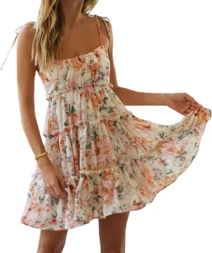 Women's Summer Floral Mini Dress Casual Boho Flowy Skater Dresses Short Sleeveless Ruffle Spaghetti Strap Dress 2024