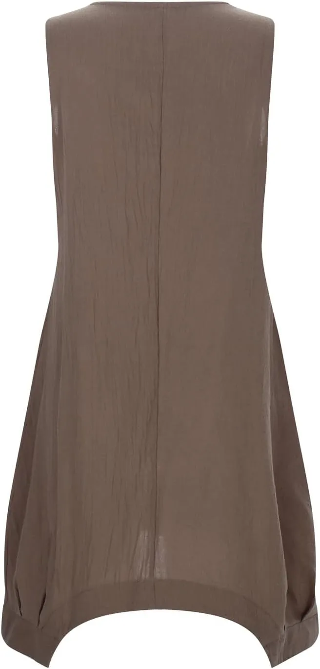 Women's Summer Sleeveless Cotton Linen Tank Dress Loose A-line Beach Dresses with Pockets Plus Size Loose Midi Dress