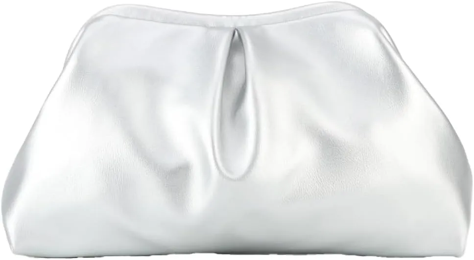 Womens Vegan Leather Clutch Purse Cloud Dumpling Bag Evening Handbag Pleated Clutch Crossbody Bag for Wedding Cocktail