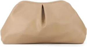Womens Vegan Leather Clutch Purse Cloud Dumpling Bag Evening Handbag Pleated Clutch Crossbody Bag for Wedding Cocktail