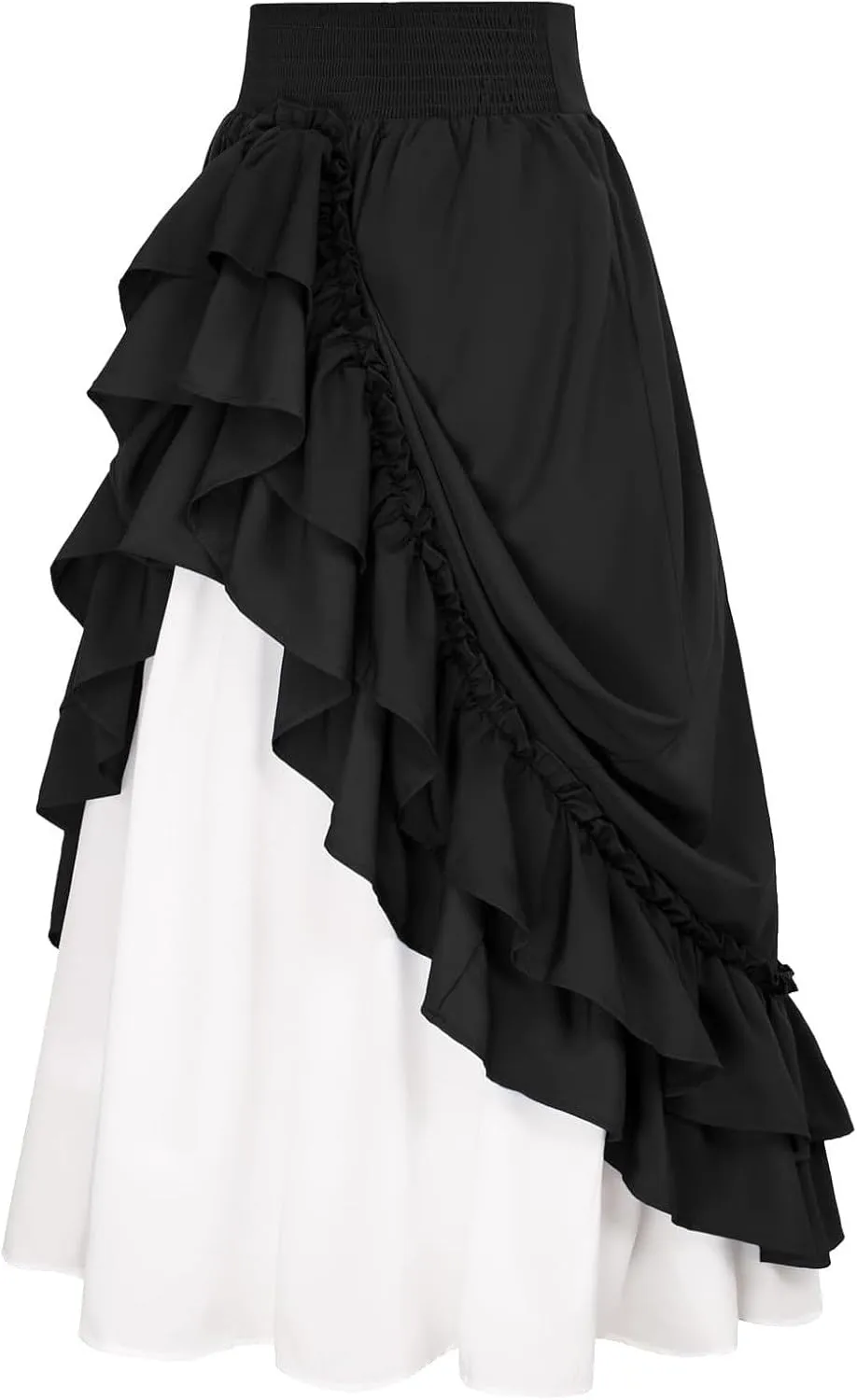 Women's Vintage Gothic Victorian Skirt with Multi-Layer Ruffles High Waist Medieval Renaissance Skirts Goth Maxi Skirts